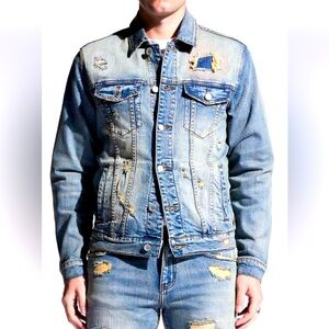 Embellish Blue Concat Denim Jacket